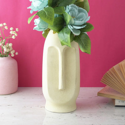 Beige Ceramic Face Vase