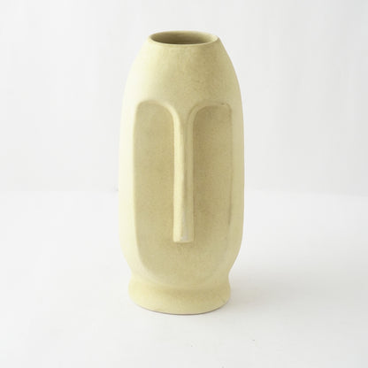 Beige Ceramic Face Vase
