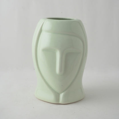 White Lady Face Ceramic Vase Default Title