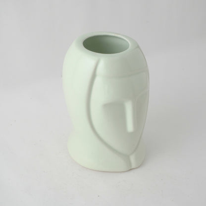 White Lady Face Ceramic Vase Default Title