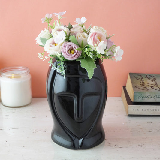 Black Lady Face Ceramic Vase Default Title