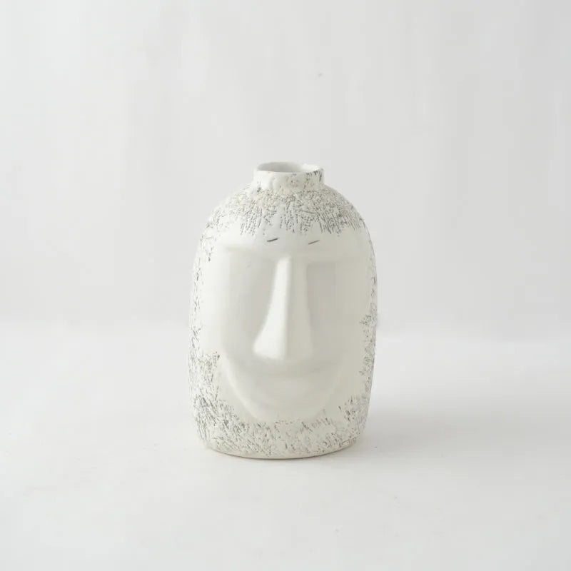 White and Black Poker Face Ceramic Vase Default Title