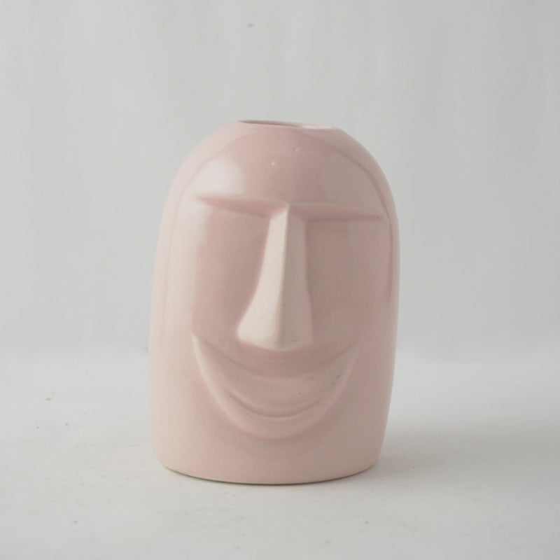 Pink Poker Face Ceramic Vase Default Title