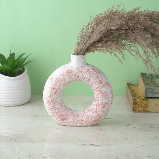 Pink Swatched Donut Ceramic Vase Default Title