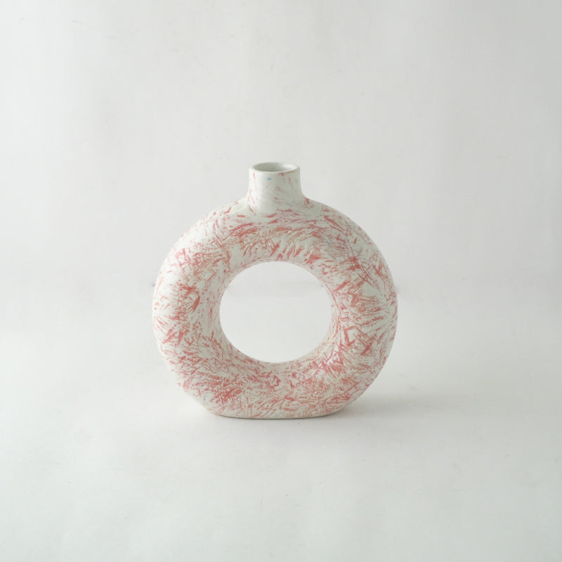 Pink Swatched Donut Ceramic Vase Default Title