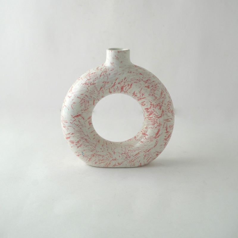 Pink Swatched Donut Ceramic Vase Default Title