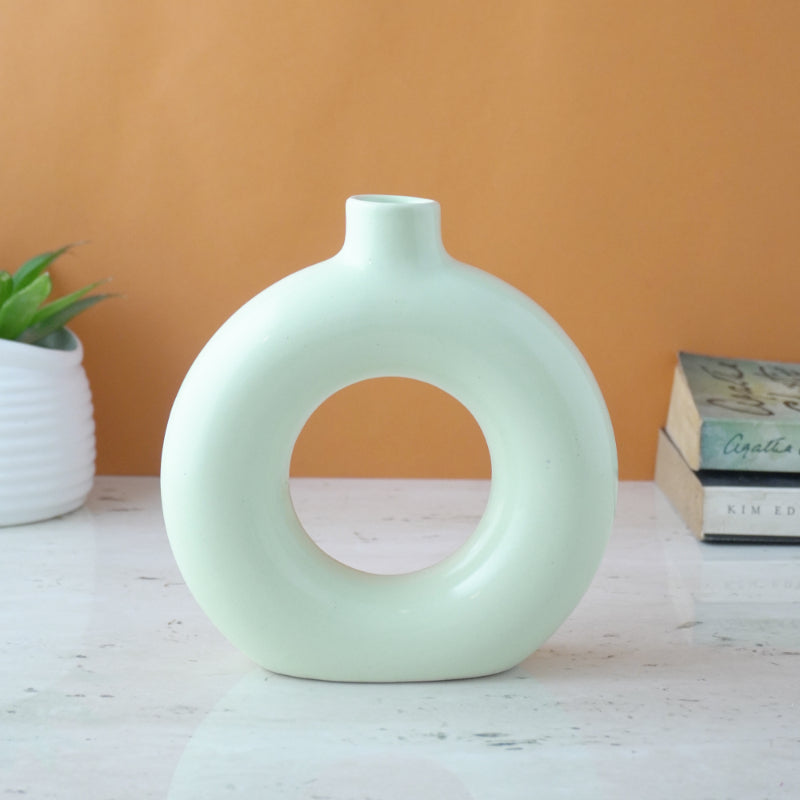 White Donut Ceramic Vase Default Title