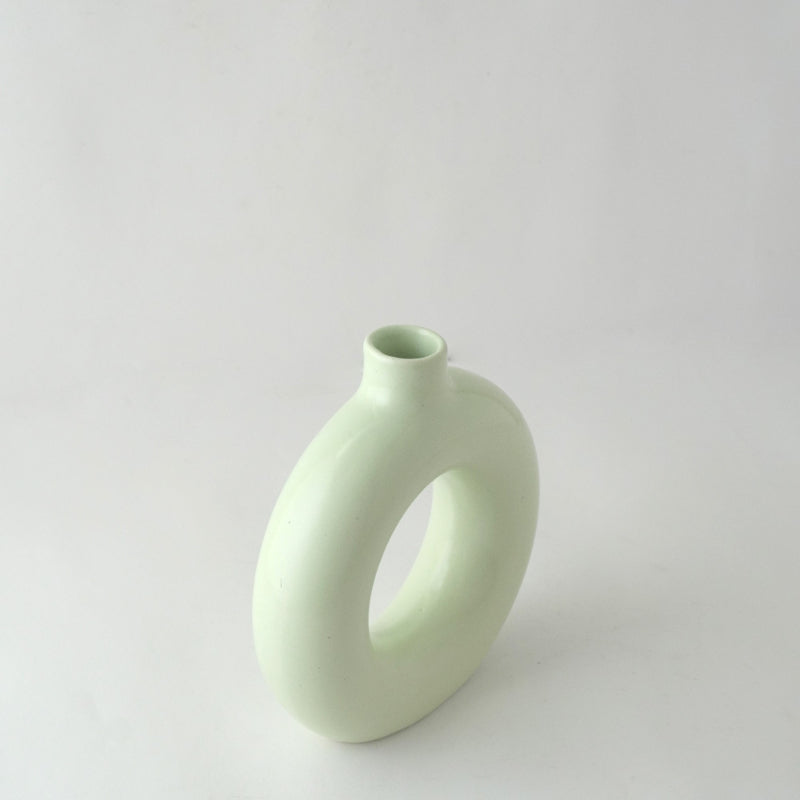 White Donut Ceramic Vase Default Title