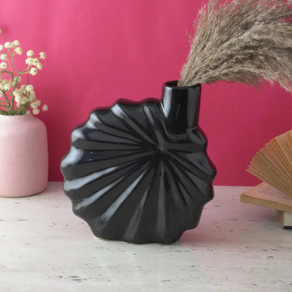 Black Flower Ceramic Vase