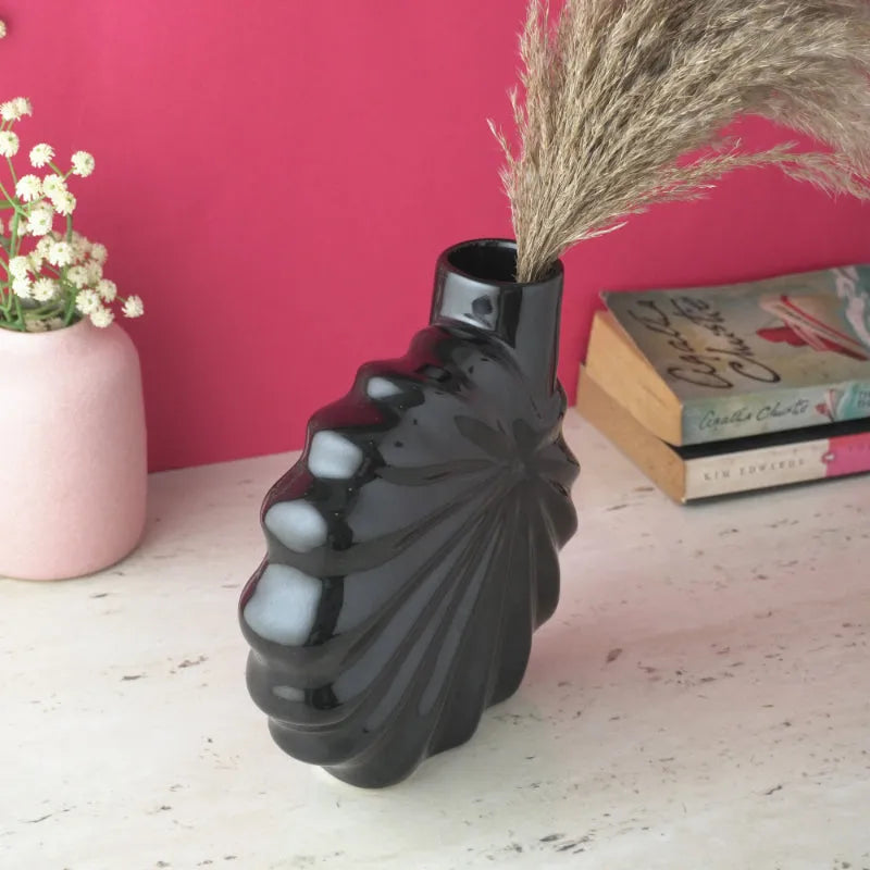 Black Flower Ceramic Vase