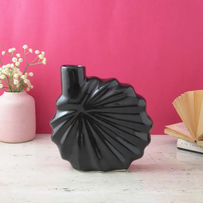 Black Flower Ceramic Vase