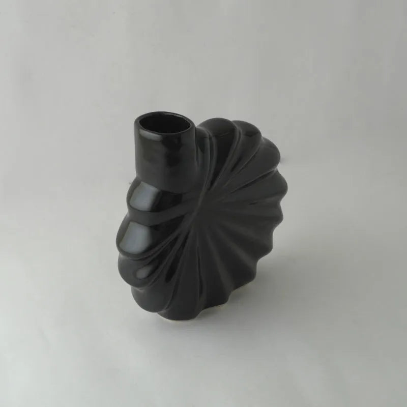 Black Flower Ceramic Vase