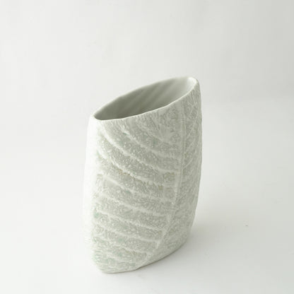 Grey Swatched Leaf Imprint Vase