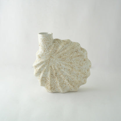 White & Brown Sprinkled Flower Ceramic Vase