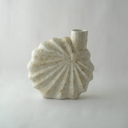 White & Brown Sprinkled Flower Ceramic Vase