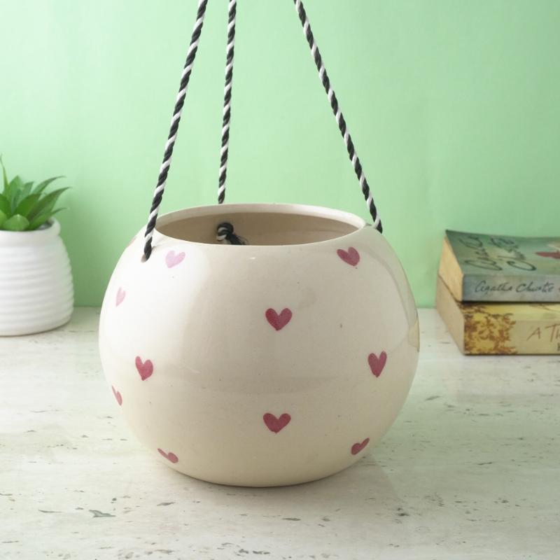 Hanging Heart Ceramic Planter