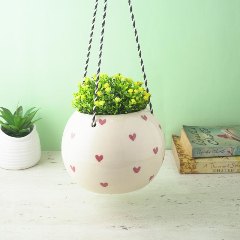 Hanging Heart Ceramic Planter