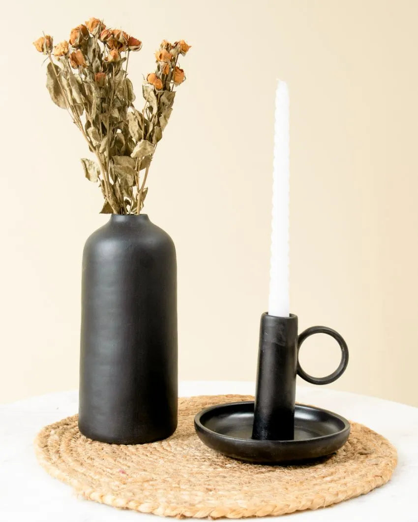 Black Radiance Vase and Candle Stand