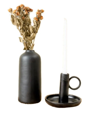 Black Radiance Vase and Candle Stand