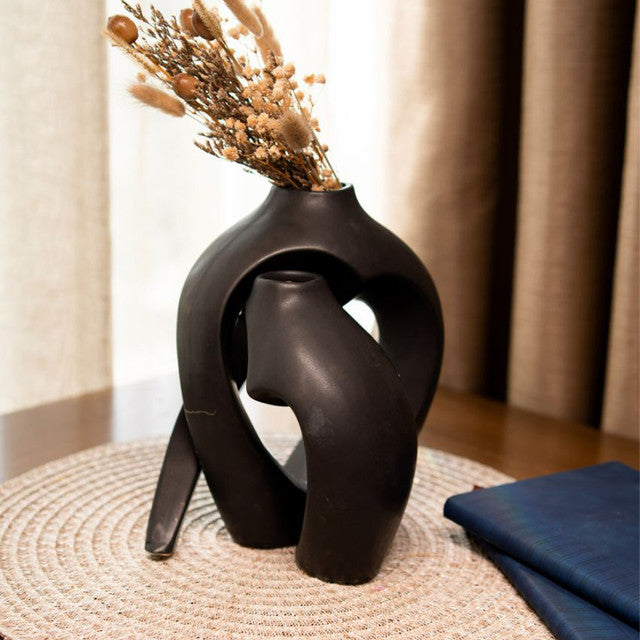 Black Harmony Ceramic Vase | Set of 2