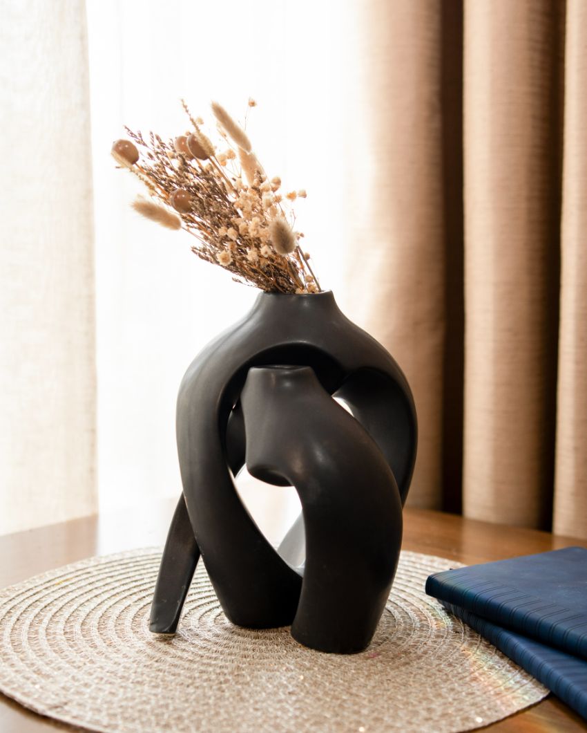 Black Harmony Ceramic Vase | Set of 2