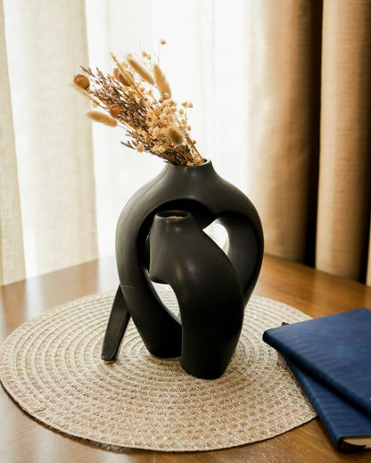 Black Harmony Ceramic Vase | Set of 2