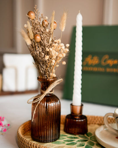 Dried Blossom Charm Vase with Bunch Set | Candle Holder Not Included