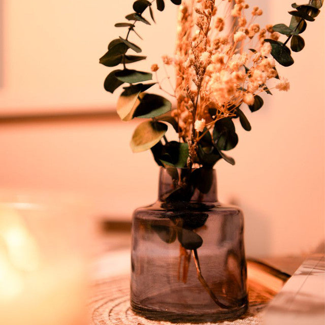 Cocoa Charm Glass Vase with Dried Bunch