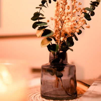 Cocoa Charm Glass Vase with Dried Bunch