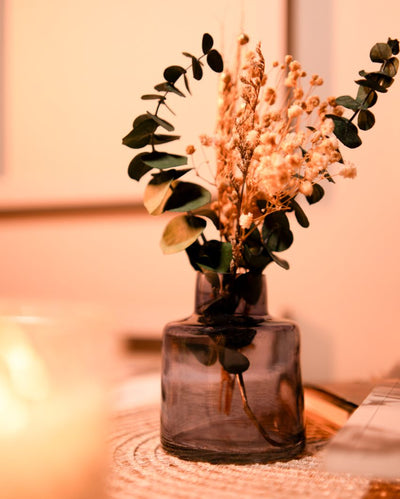 Cocoa Charm Glass Vase with Dried Bunch