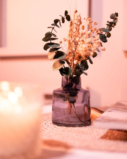 Cocoa Charm Glass Vase with Dried Bunch