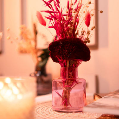 Petal Pink Charm Glass Vase with Bunch