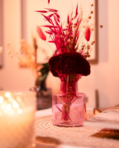 Petal Pink Charm Glass Vase with Bunch