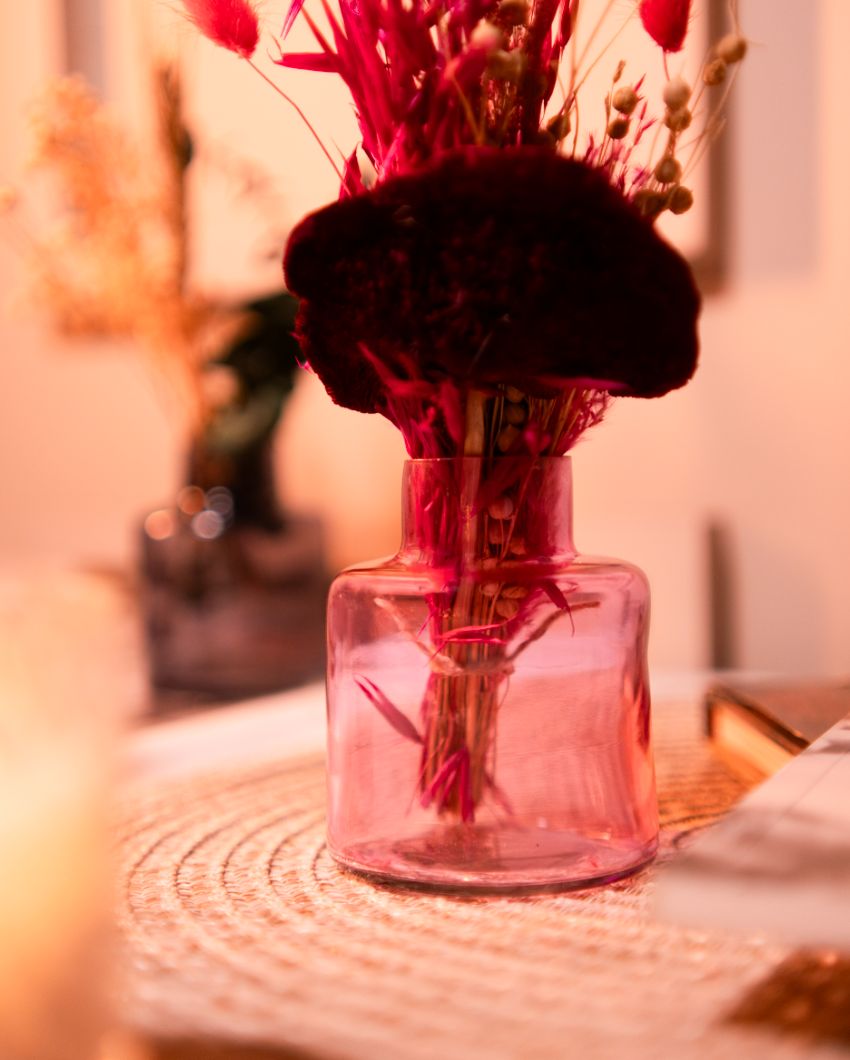 Petal Pink Charm Glass Vase with Bunch