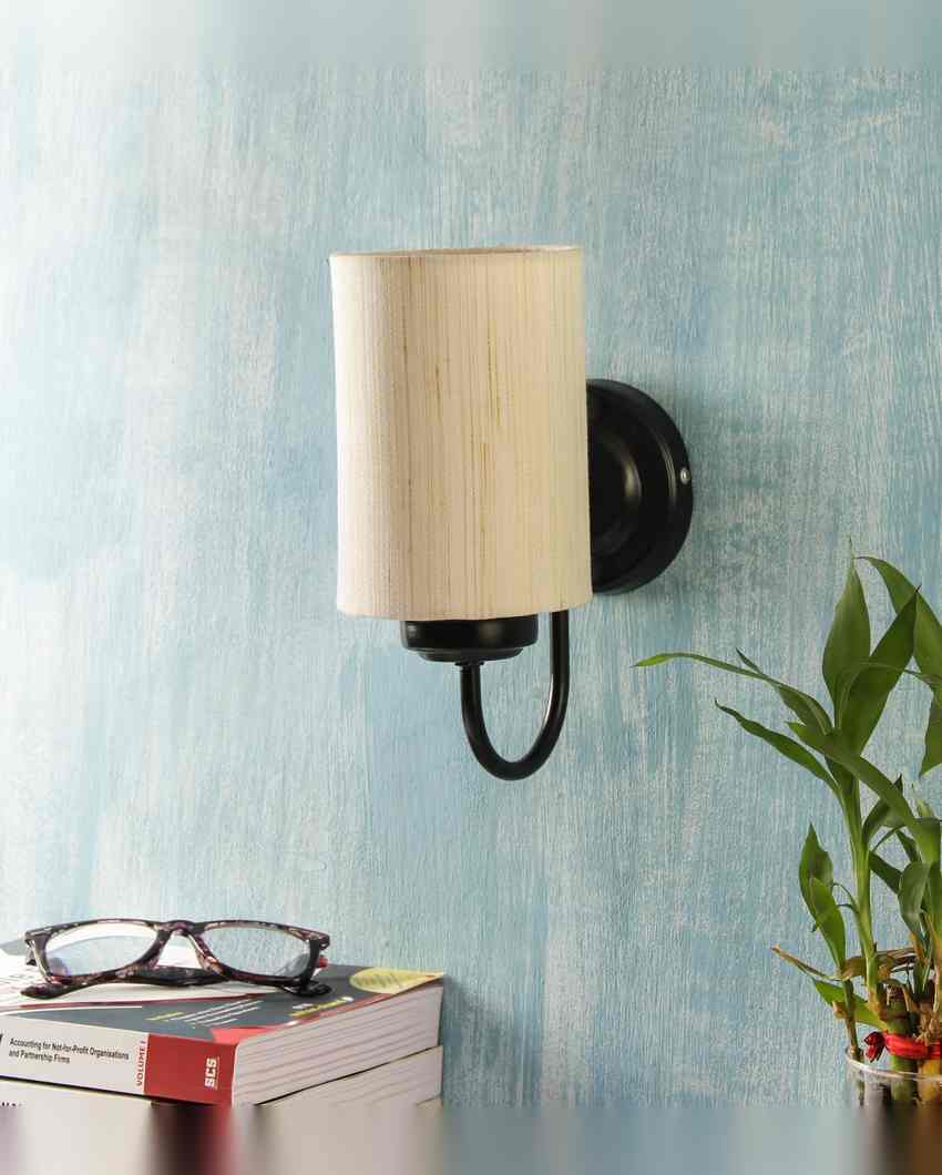 Elegant Cotton Wall Mounted Lamp With Iron Base | 7 x 4 x 9 inches