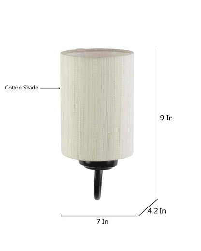 Elegant Cotton Wall Mounted Lamp With Iron Base | 7 x 4 x 9 inches