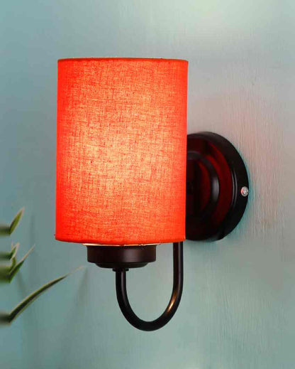 Elegant Cotton Wall Mounted Lamp With Iron Base | 7 x 4 x 9 inches