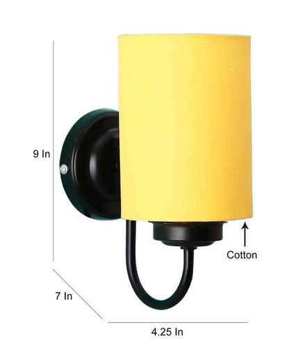 Elegant Cotton Wall Mounted Lamp With Iron Base | 7 x 4 x 9 inches