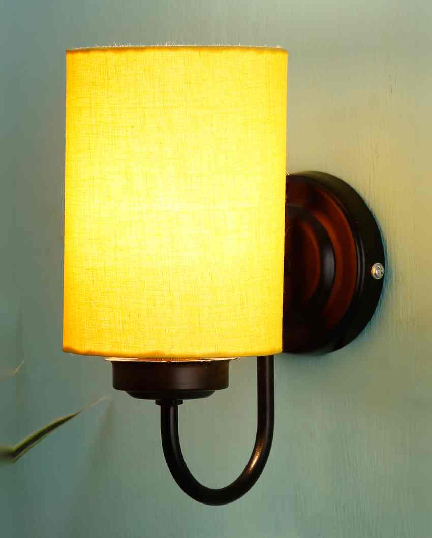 Elegant Cotton Wall Mounted Lamp With Iron Base | 7 x 4 x 9 inches