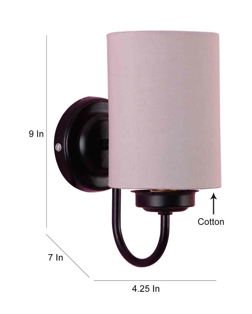 Elegant Cotton Wall Mounted Lamp With Iron Base | 7 x 4 x 9 inches