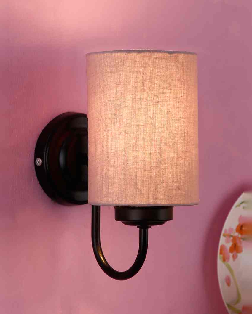 Elegant Cotton Wall Mounted Lamp With Iron Base | 7 x 4 x 9 inches