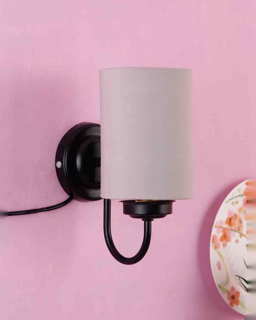 Elegant Cotton Wall Mounted Lamp With Iron Base | 7 x 4 x 9 inches