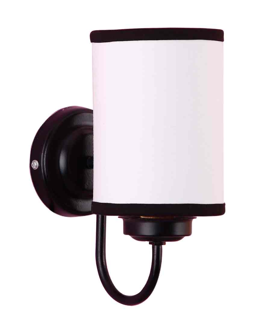 Contrast White & Black Cotton Wall Mounted Lamp With Iron Base | 7 x 4 x 9 inches