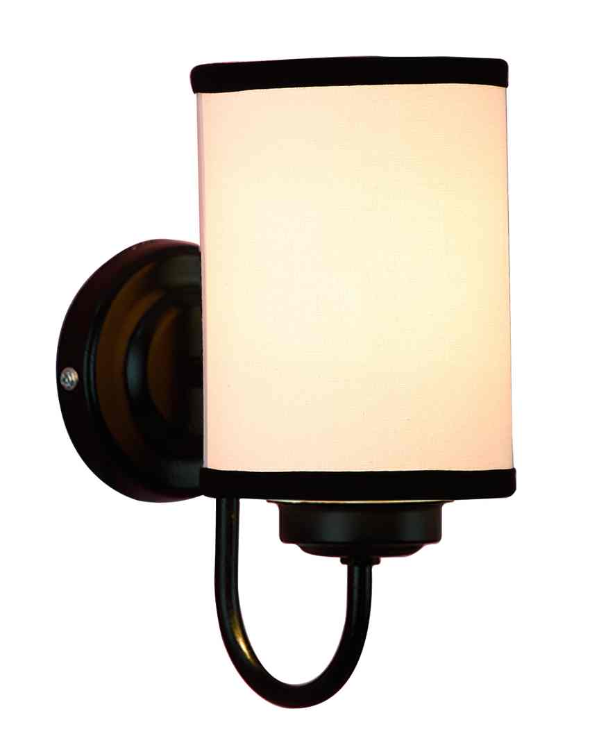 Contrast White & Black Cotton Wall Mounted Lamp With Iron Base | 7 x 4 x 9 inches