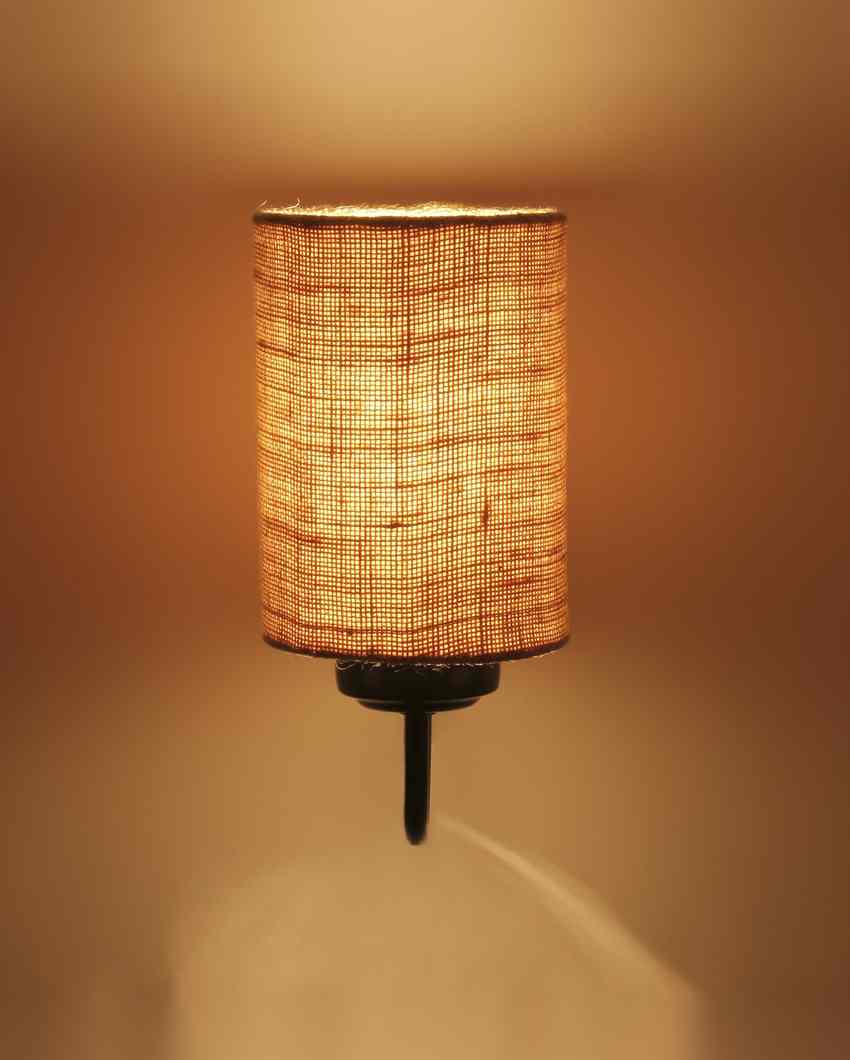 Earthy Jute Wall Mounted Lamp With Iron Base | 7 x 4 x 9 inches