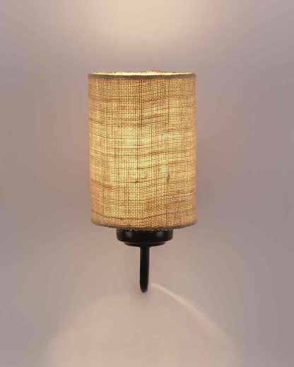 Earthy Jute Wall Mounted Lamp With Iron Base | 7 x 4 x 9 inches