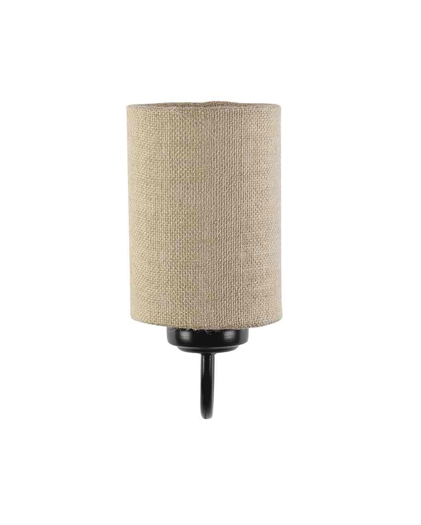 Earthy Jute Wall Mounted Lamp With Iron Base | 7 x 4 x 9 inches