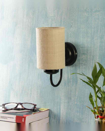 Earthy Jute Wall Mounted Lamp With Iron Base | 7 x 4 x 9 inches