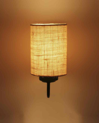 Earthy Jute Wall Mounted Lamp With Iron Base | 7 x 4 x 9 inches