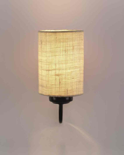 Earthy Jute Wall Mounted Lamp With Iron Base | 7 x 4 x 9 inches